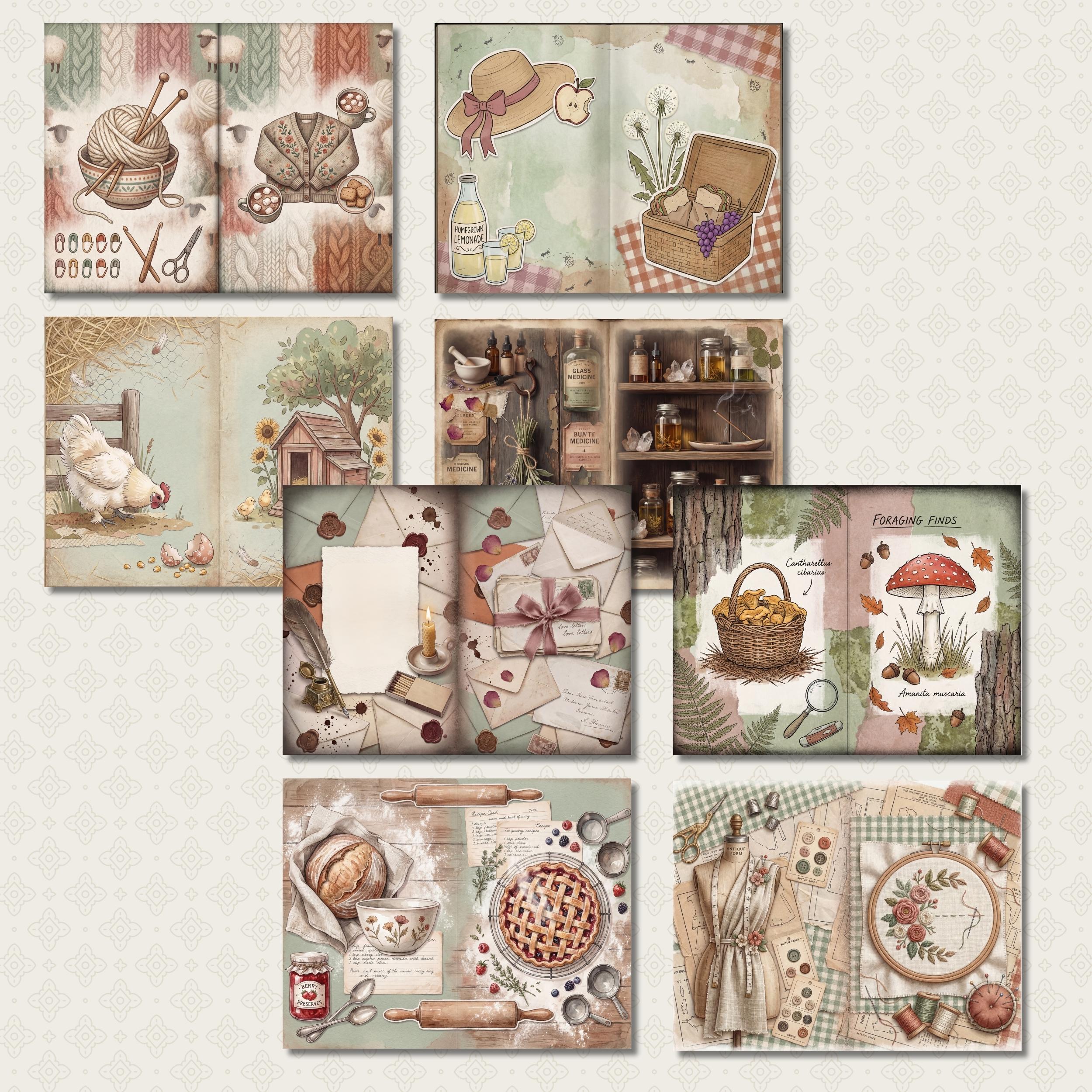Cottagecore Junk Journal Kit | Printable Ephemera Digital Download ...