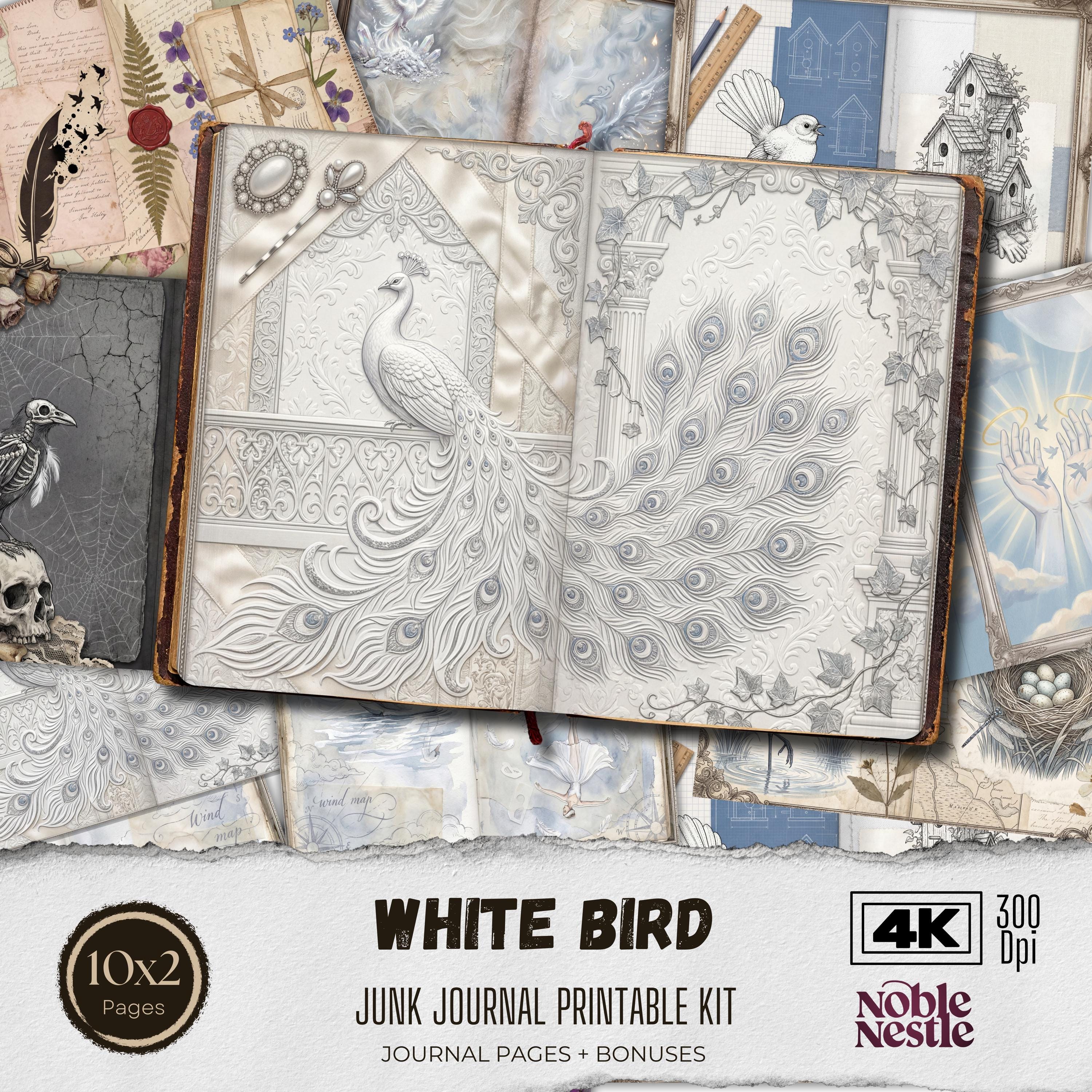 White Bird Vintage Junk Journal Kit | Printable Ephemera Paper ...