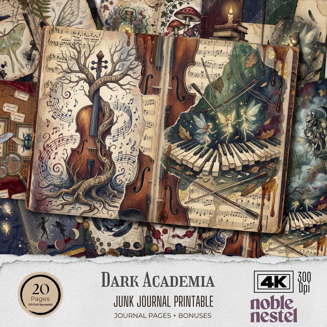 DARK ACADEMIA Digital Paper Pack | 4K Backgrounds Junk Journal Pages ...