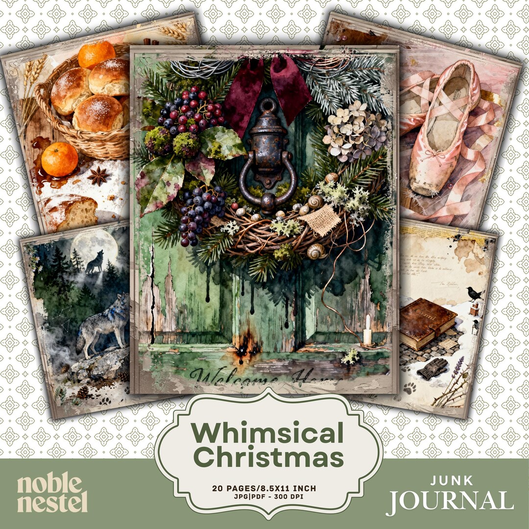 Whimsical Christmas Junk Journal Kit - Vintage Holiday Digital Download ...
