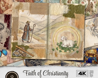 Christianity Junk Journal Kit | Vintage Faith Printable Ephemera Paper | Religious Digital Download Scrapbook Supplies