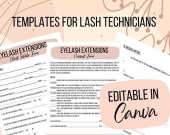 Formulario de cliente de extensión de pestañas / Formulario de consentimiento de extensión de pestañas / Formularios de Lash Tech / Formularios de salón / Clientes de Lash / Registros de clientes de Lash