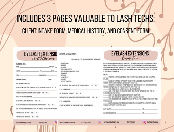 Eyelash Extension Forms Client Information Form Client Etsy English