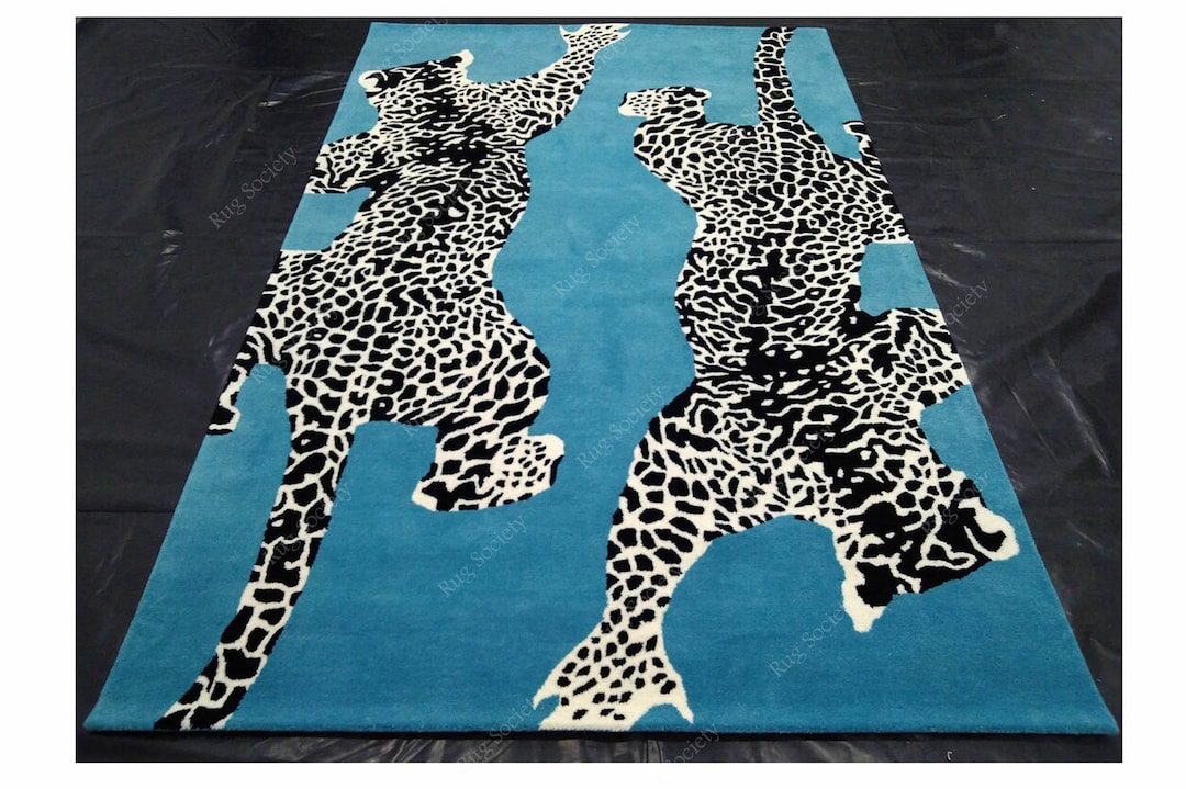 Hand Tufted Double Leopard Rug/climbing Tiger/leopard - Etsy