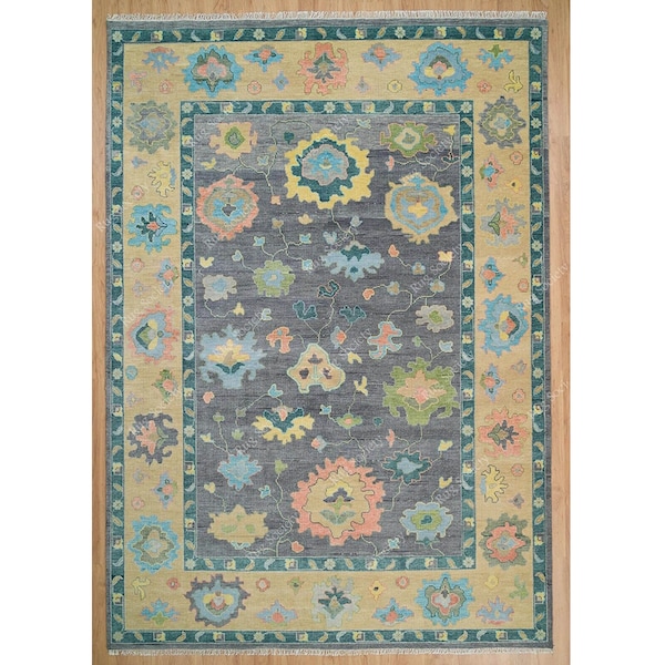 Vegetable Dye Art Deco Rug 10x14, Handmade Osak Rug, Wool Handknotted Afghan Natural Wool Rug - Living Room .