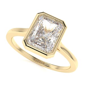 1.00–2.00CT Radiant Cut Lab Grown Diamond Engagement Ring, Antique Minimalist Solitaire, Custom Handmade Designer Ring for Her or Women