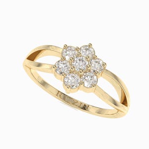 Vintage Round Cut Lab Grown Diamond Engagement Ring, Split Shank Flower Motif Wedding Ring, Proposal or Anniversary Ring for Her. Lab Ring