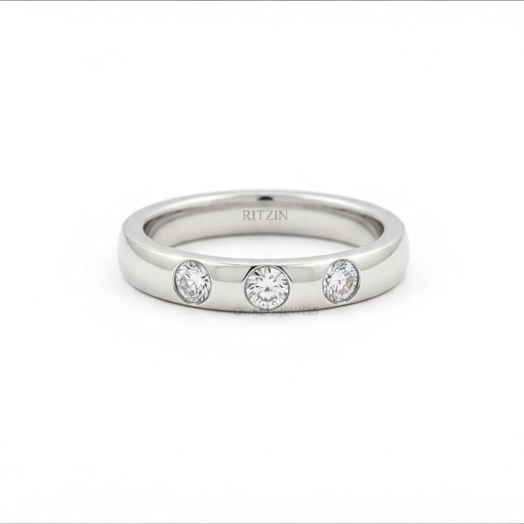 Old European Round Cut Gypsy Set Diamond Band, Lab Grown Diamond Band ...