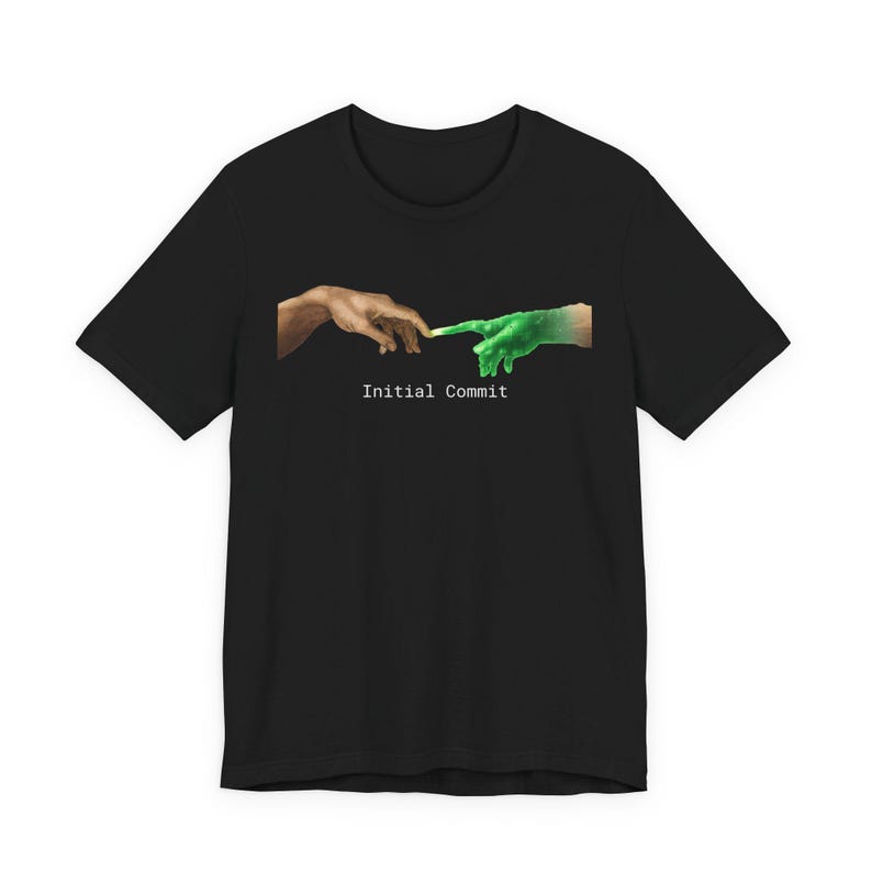 Initial Commit Programmer T-Shirt | Creation of Adam Coding Humor Tee image 1