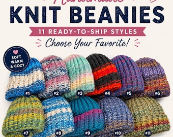 Handmade Knit Beanie | Ready to Ship Winter Hat | Double-Strand Acrylic Yarn | Unisex Slouchy Beanie | Choose Your Color