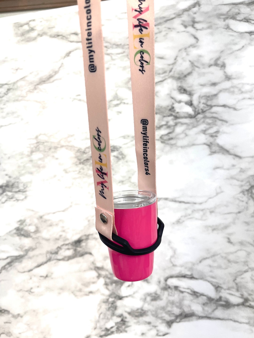 Lanyard Holder for Hands Free Mini 2 Oz Shot Glass Tumbler / Travel Cup