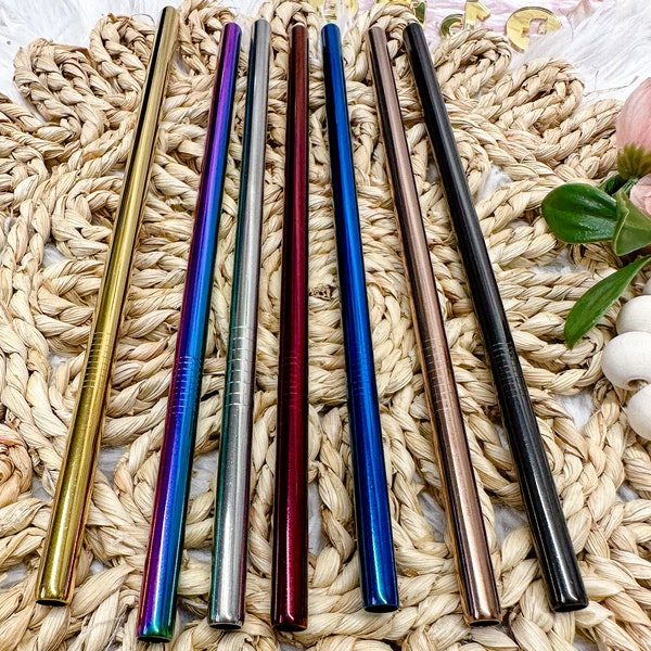 Multicolor Straight Stainless Steel Straws  Reusable Straw
