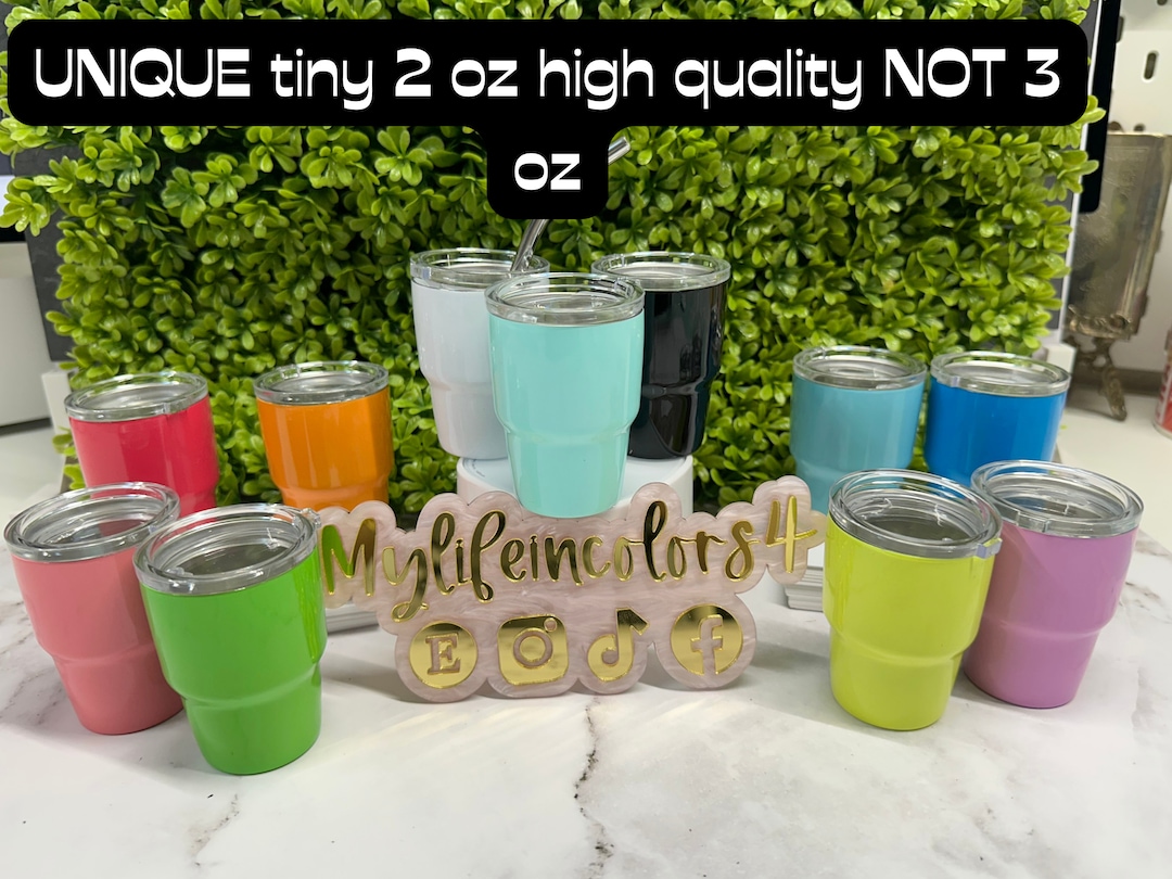 Mini Shot Glass 2 Oz Tumbler Stainless Steel With Lid & Straw