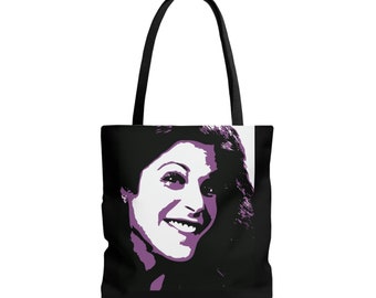 Funny Woman Gilda Radner Tote Bag - Gift for Improviser, Theater, Performer, Comedian, Actor - Purple and Black Tote Bag
