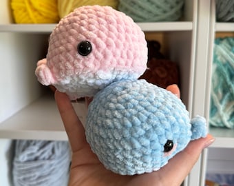 Crochet Whale | Handmade Stuffed Animal | Soft Velvet Yarn