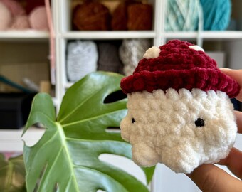 Crocheted Mushroom | Mini Plushie | Soft Velvet Yarn | Small Handmade Stuffed Animal Toy