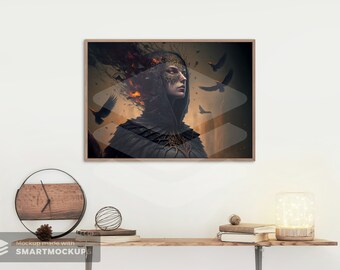 Spooky Witch With Ravens Poster Digital Download, Witch Poster, Spooky Witch, Digital Download