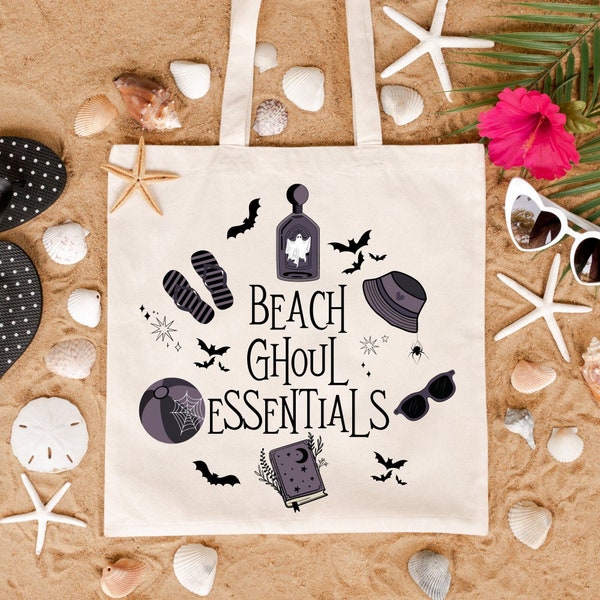 Beach Ghoul Essentials PNG, Spooky Summer Shirt Design, Hot Ghoul Summer, Goth Beach, Spooky Bats, Lets Go Ghouls, Summerween, Gift for