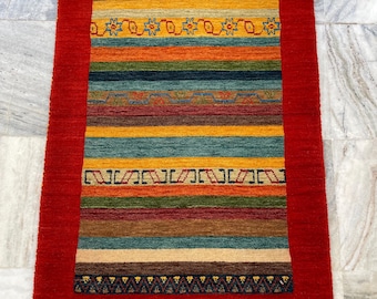 Handmade Wool Lori Stripe Rug, Vintage Tribal Gabbeh Style