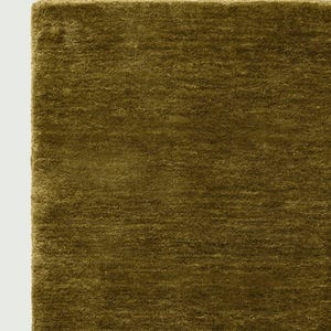 Olive Green Hand Knotted Wool Rug Solid Minimalist Modern Area Carpet Handloom Plush