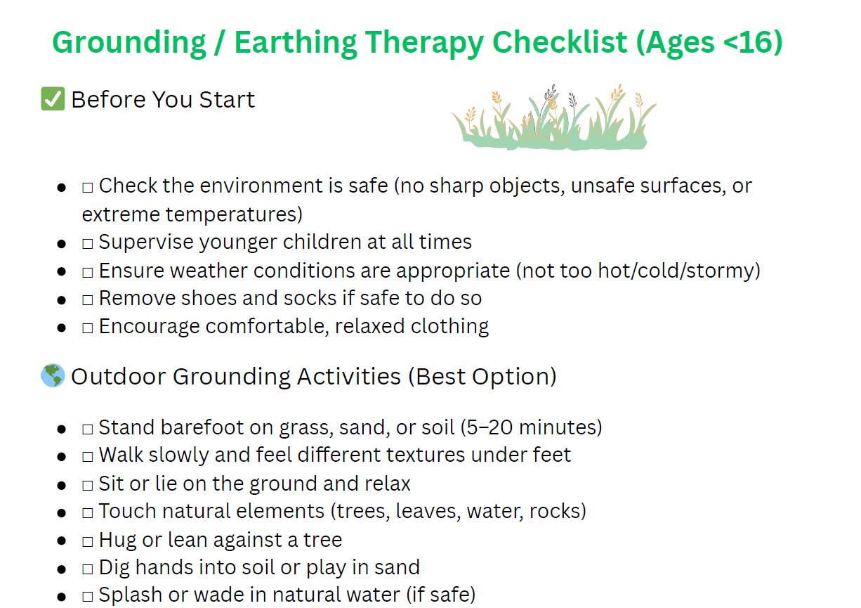 Earthing Checklist.pdf Grounding & Earthing Therapy Checklist for Children - Etsy