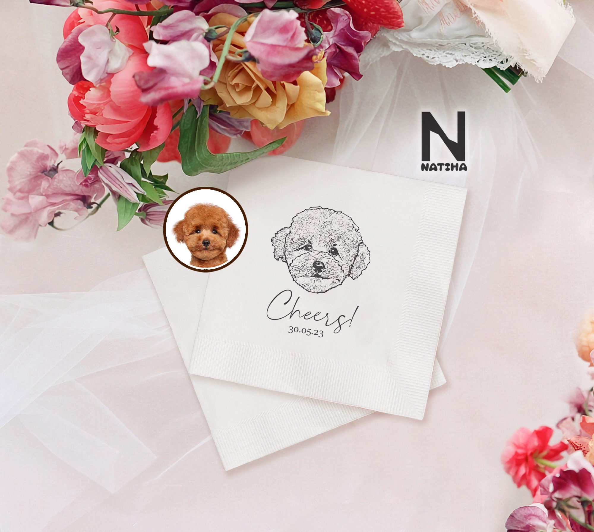 Custom Dog Wedding Napkins Custom Pet Cocktail Napkins Dog Etsy