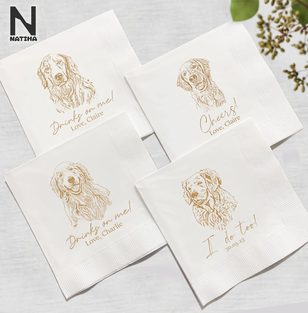 Personalized Cocktail Napkins Dog Cocktail Napkin Mr and Mrs Etsy