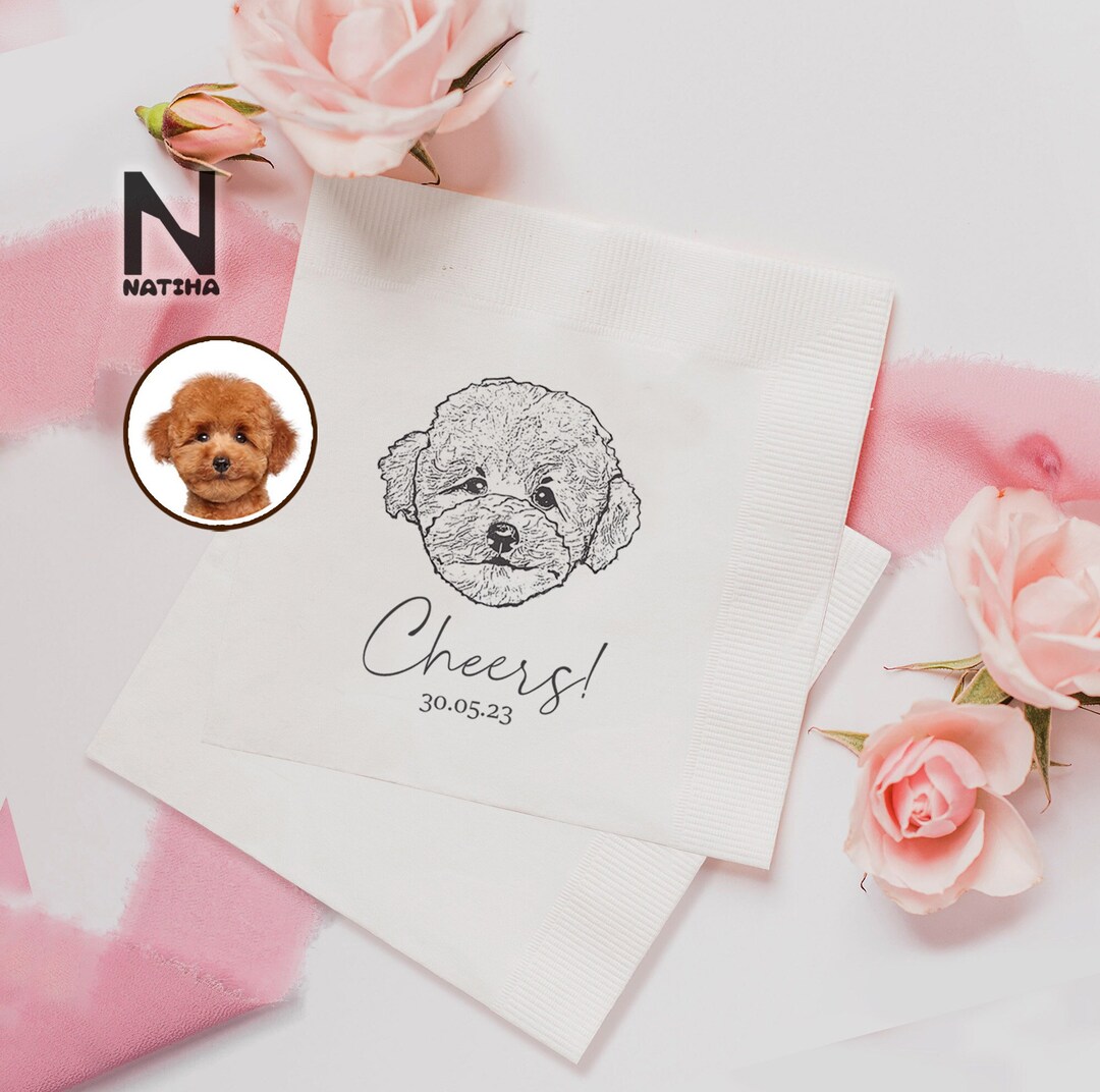 Custom Dog Wedding Napkins Custom Pet Cocktail Napkins Dog Etsy
