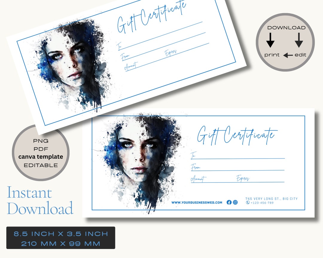 Spa Gift Card Template Canva Gift Certificate Template Canva - Etsy