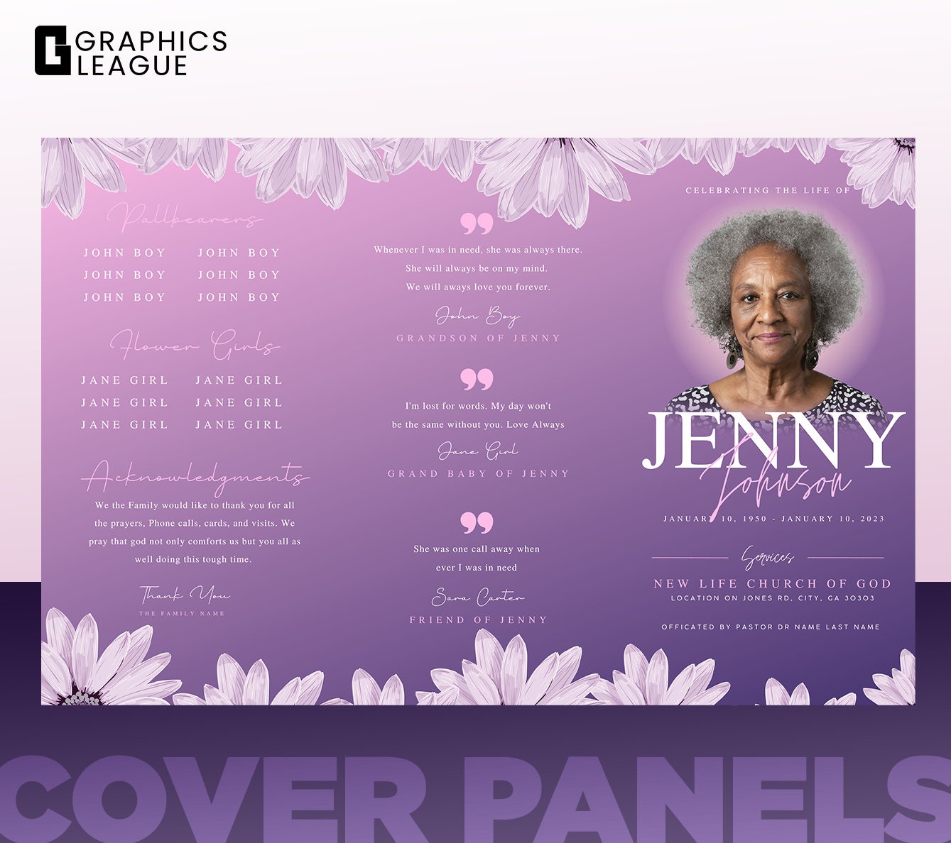 11X17 Funeral Program Template Obituary Obituary Printing Purple and 11X17 Funeral Program Template Obituary Obituary Printing Purple and