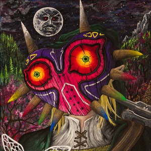 Majoras Mask The Legend of Zelda Nintendo Fan Art Canvas Print of Original Acrylic Painting by Jared Thompson