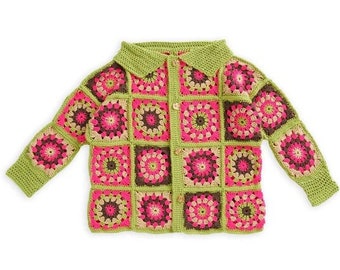 Bright Granny Square Jacket Crochet Pattern (XS/3XL)