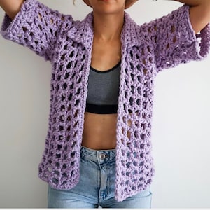 Chunky Mesh Overshirt Crochet Pattern VIDEO image 2