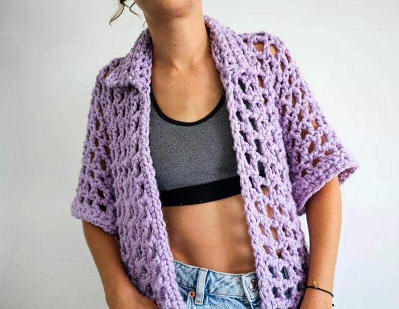 Chunky Mesh Overshirt Crochet Pattern VIDEO image 4