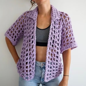 Chunky Mesh Overshirt Crochet Pattern VIDEO image 1