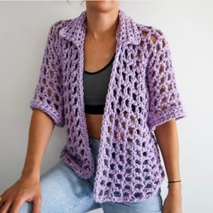 Chunky Mesh Overshirt Crochet Pattern VIDEO image 3