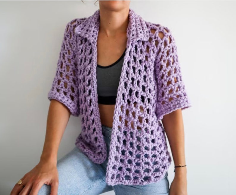 Chunky Mesh Overshirt Crochet Pattern VIDEO image 3