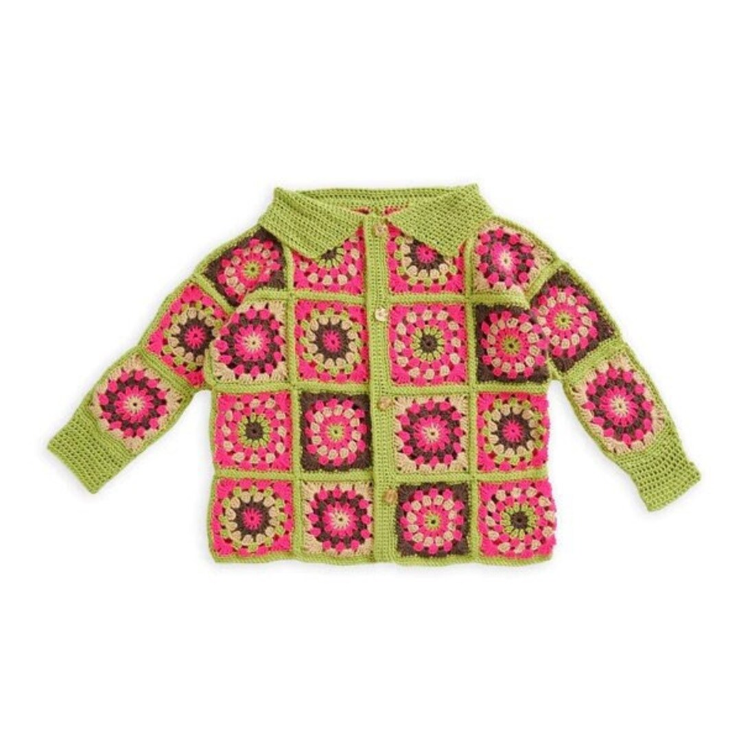 Bright Granny Square Jacket Crochet Pattern XS/3XL Etsy