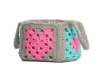 Granny Square Love Heart Basket Pattern