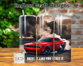 20oz Red Dodge Challenger Tumbler