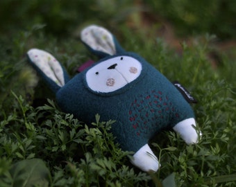 Rattling bunny baby, petrol colour - mini version