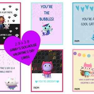 Cartoline di San Valentino digitali per bambini della casa delle bambole di Gabby / Casa delle bambole di Gabby / San Valentino / Cartoline di San Valentino per la scuola / San Valentino stampabili