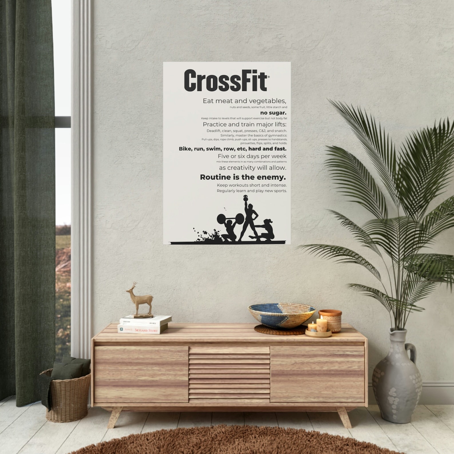 Crossfit Poster, Fitness in 100 Words Poster, Workout Poster Print, Crossfit Painting, Fitness