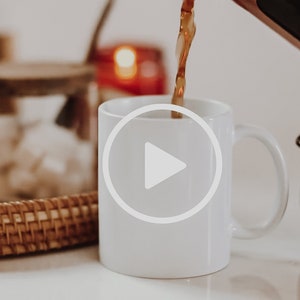 11 oz Video Mock Up White Coffee Mug for Print on Demand Coffee Mock POD