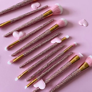 Pink Crystal Makeup Brushes