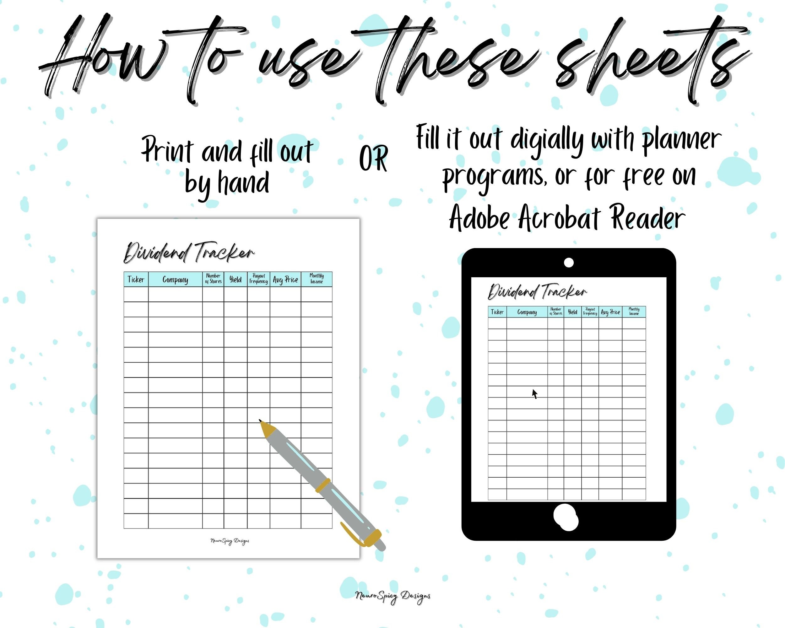 Printable Dividend Planner Page Ipad Android Goodnotes Digital