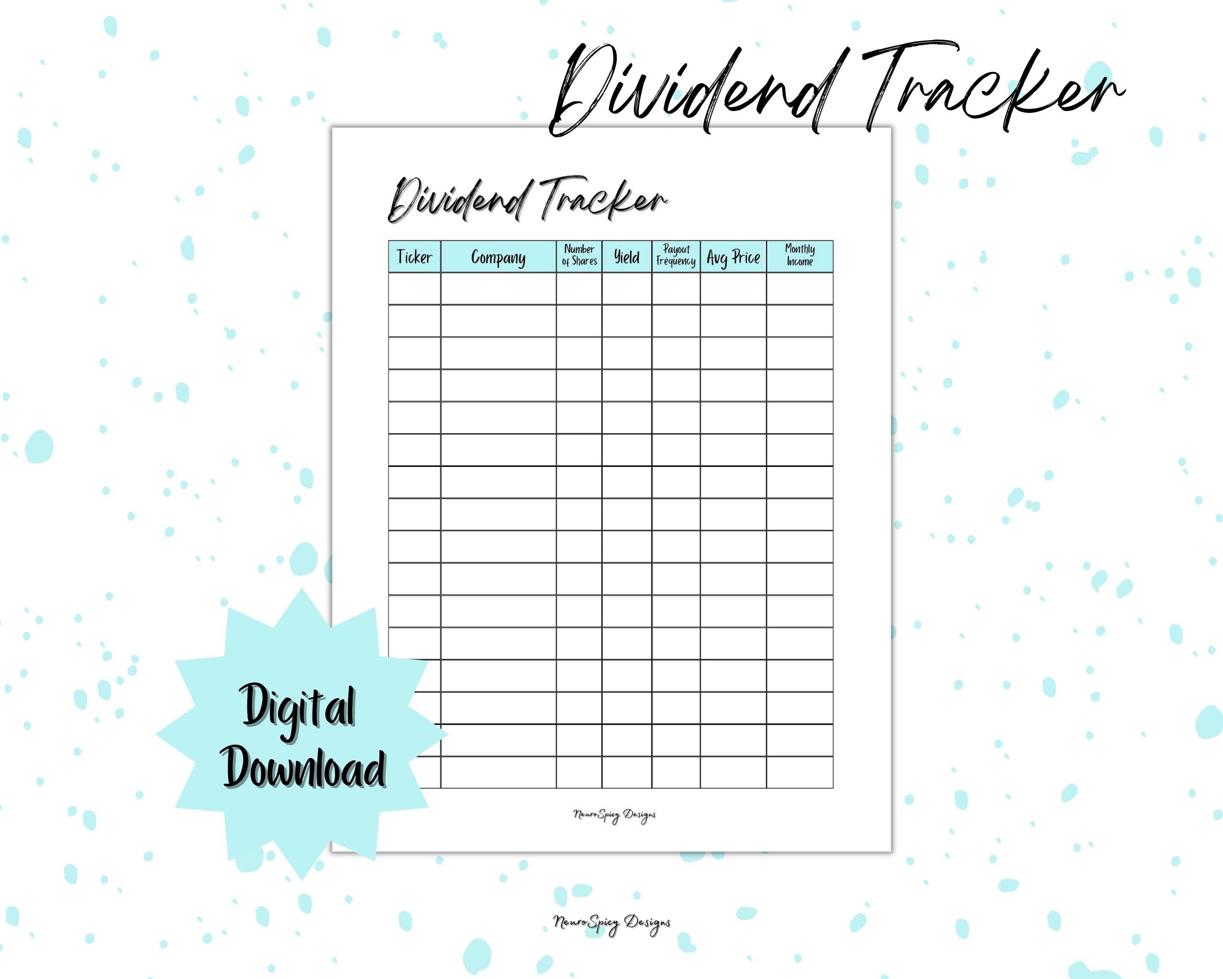 Printable Dividend Planner Page Ipad Android Goodnotes Digital