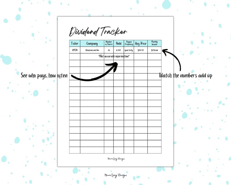 Printable Dividend Planner Page, Ipad, Android, Goodnotes, Digital ...