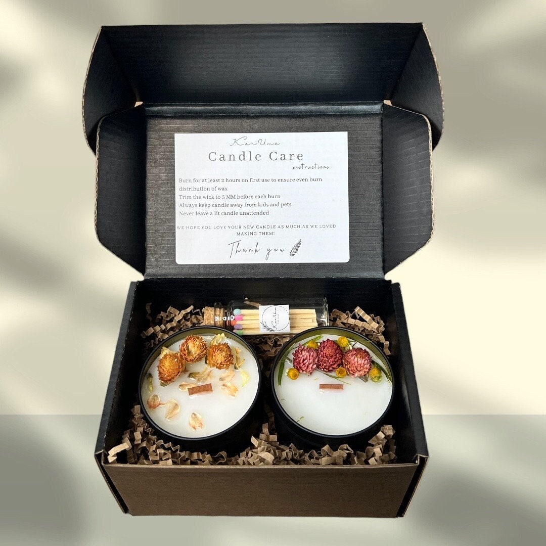 Set of 2 Soy Candle Gift Box Birthday Gift for Friend Gift Box Etsy