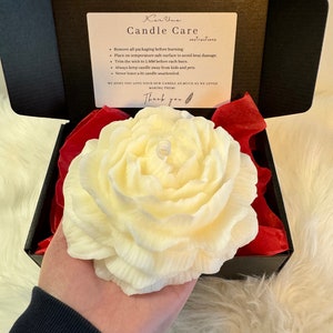 Large Peony Candle Flower Candle, Rose Candle gift box, Bridesmaid Gift, Wedding favor, House warming Gift, Home Decor valentines day candle